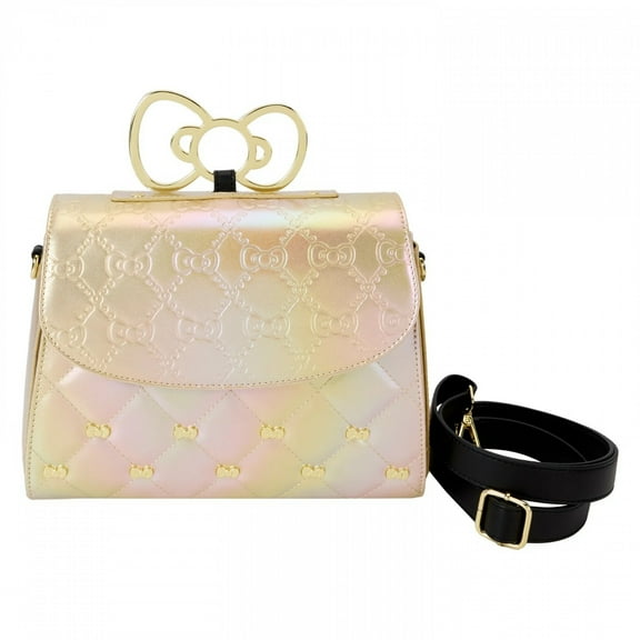 Hello Kitty 880768 Hello Kitty 50th Anniversary Golden Bows Crossbody Bag by Loungefly