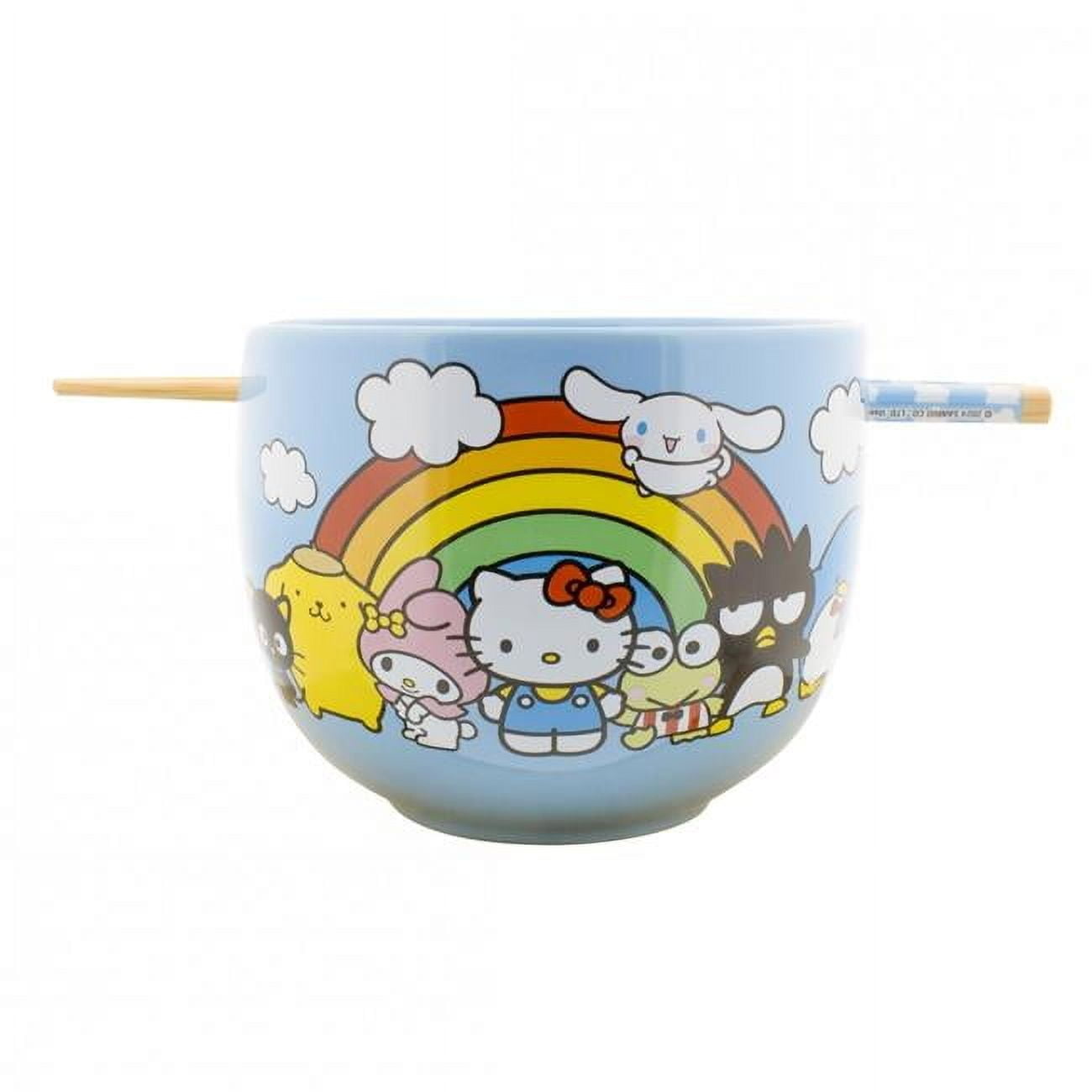 Hello Kitty 888037 Hello Kitty & Friends Rainbow Skies Ramen Bowl with Chopsticks