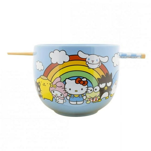 Hello Kitty 888037 Hello Kitty & Friends Rainbow Skies Ramen Bowl with Chopsticks