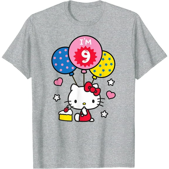 Hello Kitty 8th 9th 10th Birthday Party Balloon DTG Print Unisex T-Shirt