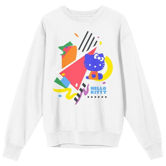 Hello Kitty 90s Theme Juniors White Long Sleeve Shirt-Medium