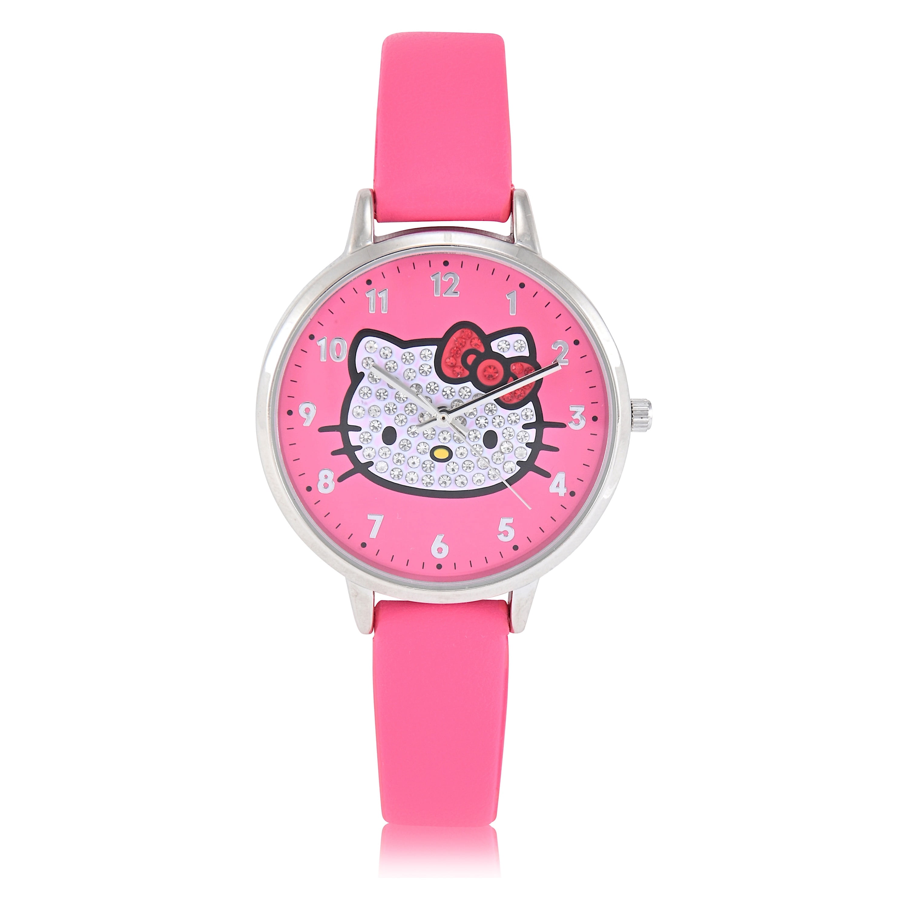 Hello Kitty Adult Women's Analog Watch with Stone Icon over Pink Dial ...