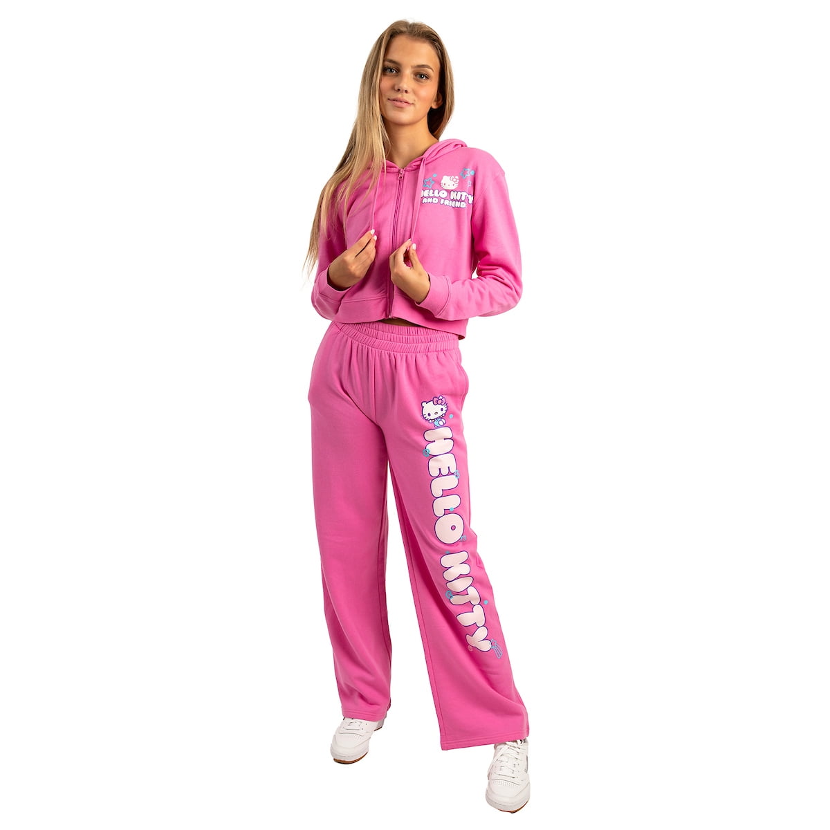 Hello Kitty Adult Zip Up Hoodie and Jogger Set-XL 
