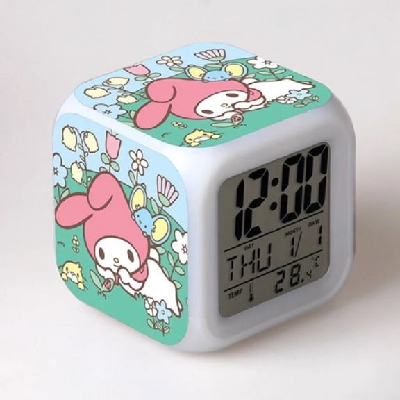 Hello Kitty Alarm Clock Girl Cute Cartoon Led Clock Child Bedroom Decor Kawaii Desk Clock Digital Night Light Kid Birthday Gift