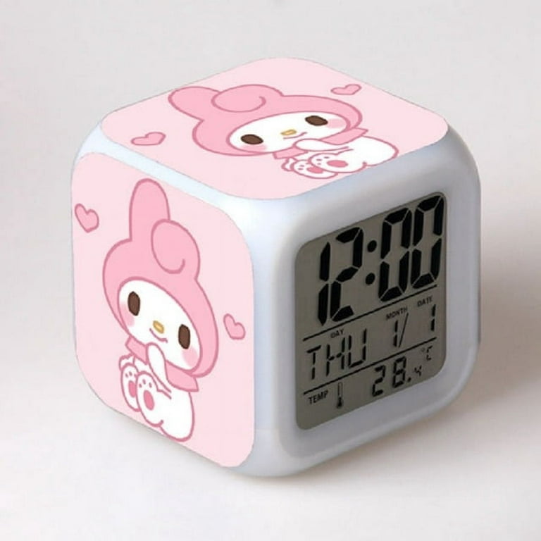 Hello Kitty Alarm Clocks Cartoon Anime LED Clock Children Bedroom Decor Kawaii Desk Clock Digital Night Light Kids Birthday Gift, KT17