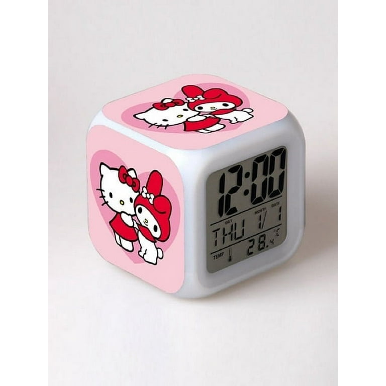 Hello Kitty Alarm Clocks Cartoon Anime Led Clock Children Bedroom Decor  Kawaii Desk Clock Digital Night Light Kids Birthday Gift 