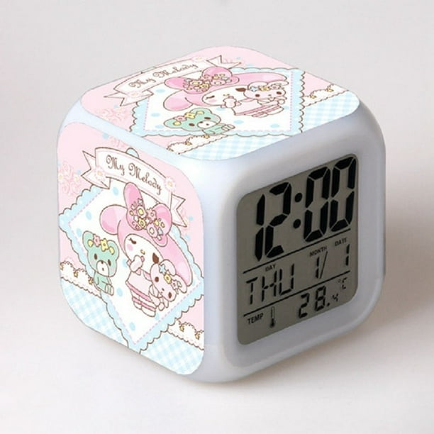 Hello Kitty Alarm Clocks Cartoon Anime Led Clock Children Bedroom Decor