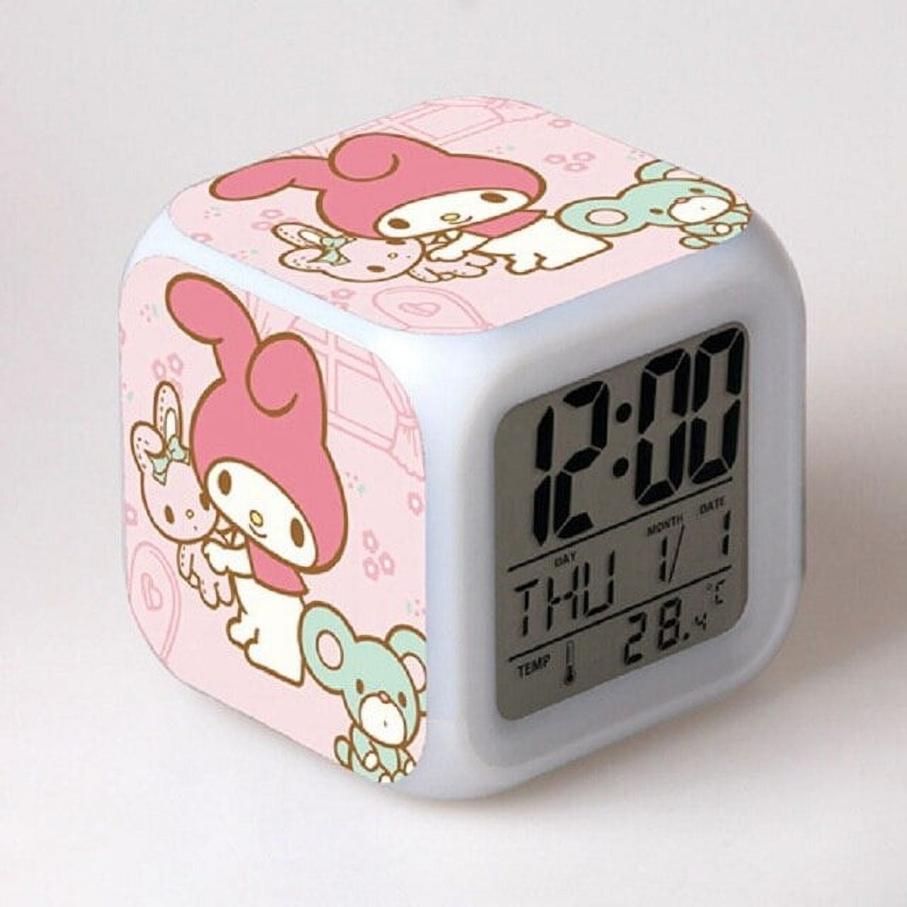 Hello Kitty Alarm Clocks Cartoon Anime LED Clock Children Bedroom Decor Kawaii Desk Clock Digital Night Light Kids Birthday Gift, KT2