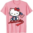 thumbnail image 1 of Hello Kitty American Flag DTG Print Unisex T-Shirt,Light Pink Color,Size 5XL, 1 of 5