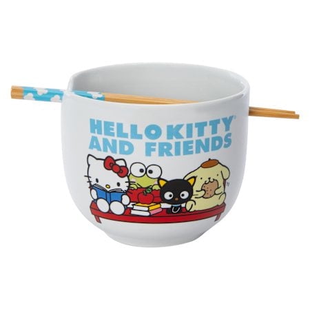 Hello Kitty And Friends Ceramic Bowl With Chopsticks