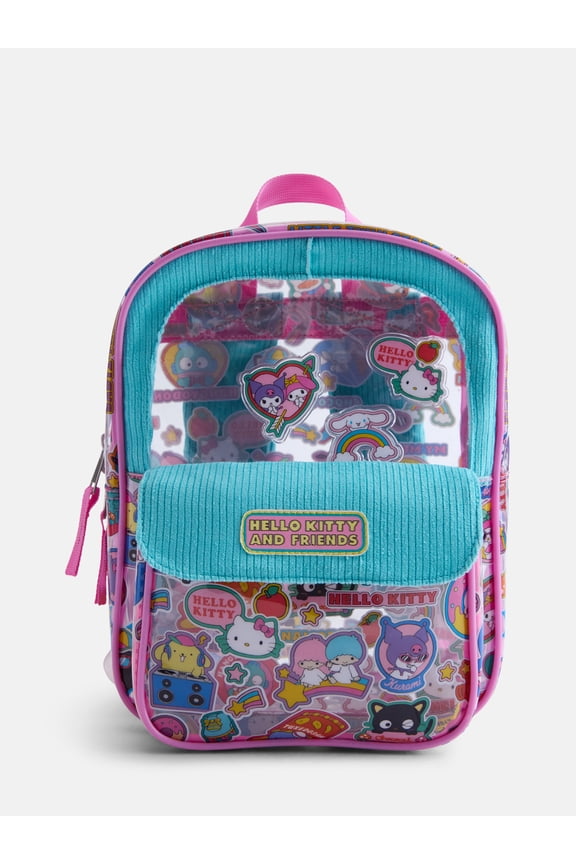 Hello Kitty and Friends Girls 10" Mini Clear Backpack, Teal