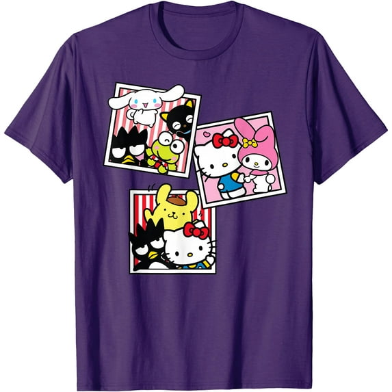 Hello Kitty And Friends Photo Booth Fun DTG Print Unisex T-Shirt,Purple Color,Size YXL