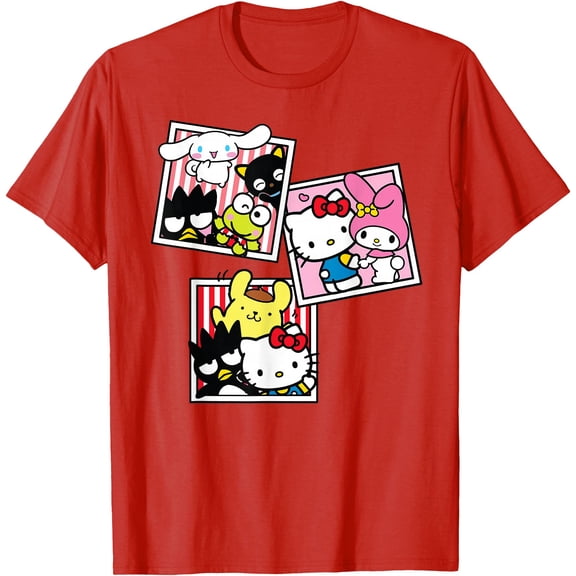 Hello Kitty And Friends Photo Booth Fun DTG Print Unisex T-Shirt,Red Color,Size 3T
