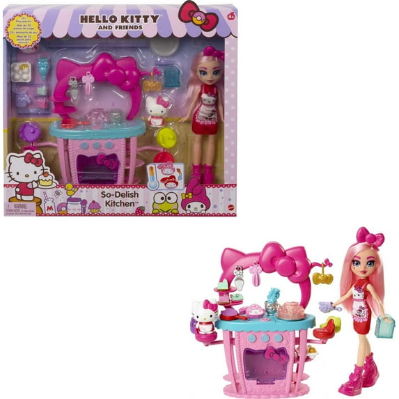 Hello Kitty And Friends So-Delish Kitchen Playset, Hello Kitty And Eclair Doll (~10-In / 25.4-Cm) With 25 Accessories