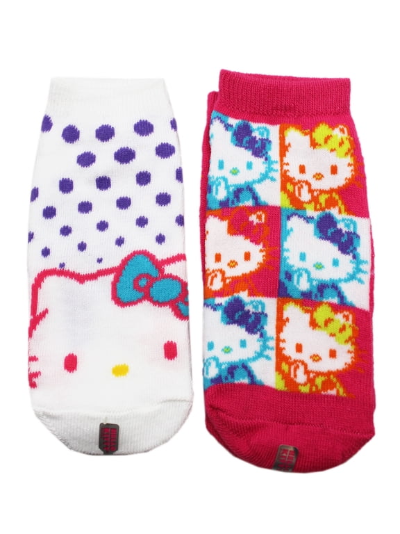 Hello Kitty Andy Warhol Style Alternating Image Kids Socks (2 Pairs, Size 6-8.5)