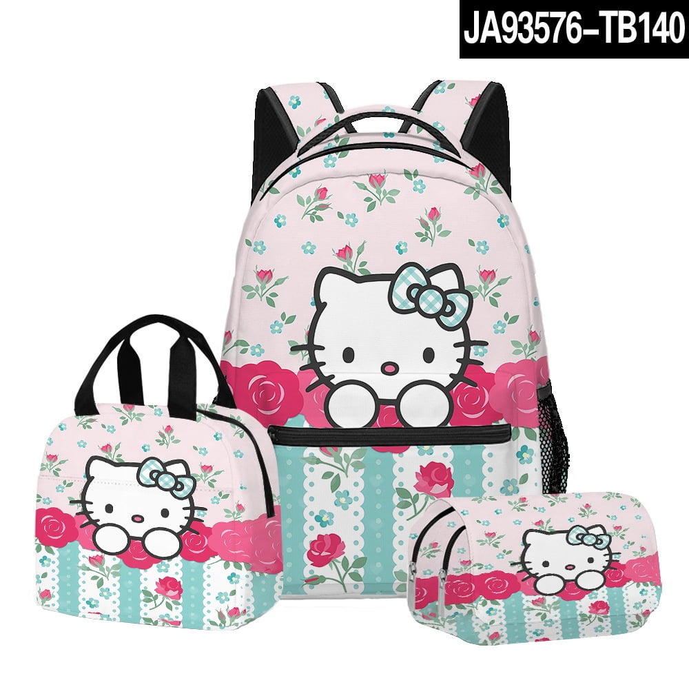 Hello-Kitty Anime Backpack Set 3 Pieces with Lunch Bag and Pencil Case ...