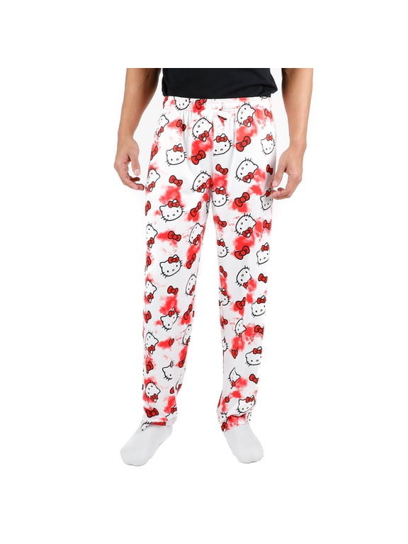 Hello Kitty Anime Cartoon All Over Print Women's White Sleep Pajama Pants-XL