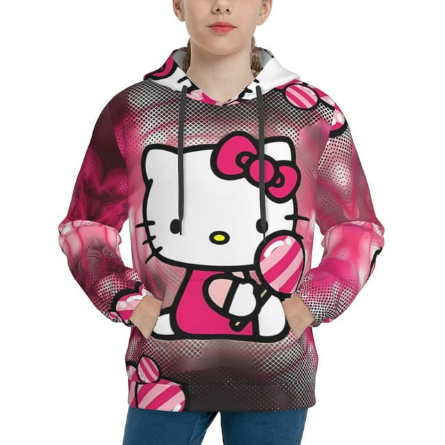 Hello Kitty Anime Hoodie With Pocket Casual Cosplay Fashion Long Sleeve