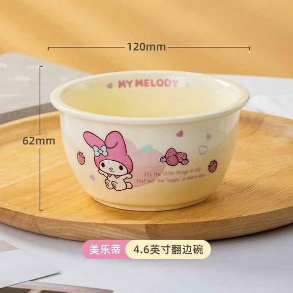 Hello Kitty Anime Kawaii Sanrio Household Rice Bowl Ins Cute Cartoon Cinnamoroll Kuromi Eating Tableware Toys for Girls