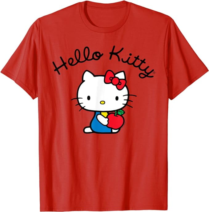 Hello Kitty Apple Retro Logo T-Shirt, Cute Tee For Men Women