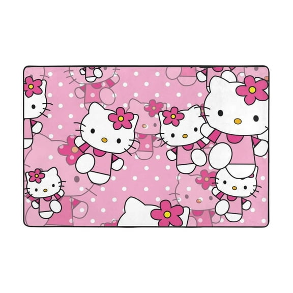 Hello Kitty Area Rugs, Large Carpet, Washable Rug Mat, Flannel Non-Slip Rugs For Bedroom Living Dining Dorm Room Entryway, Home Decor 36"X24"