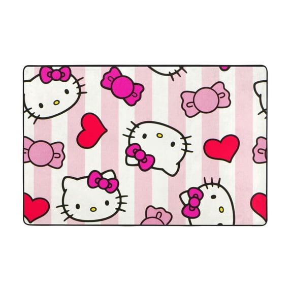 Hello Kitty Area Rugs, Large Carpet, Washable Rug Mat, Flannel Non-Slip Rugs For Bedroom Living Dining Dorm Room Entryway, Home Decor 72"X48"