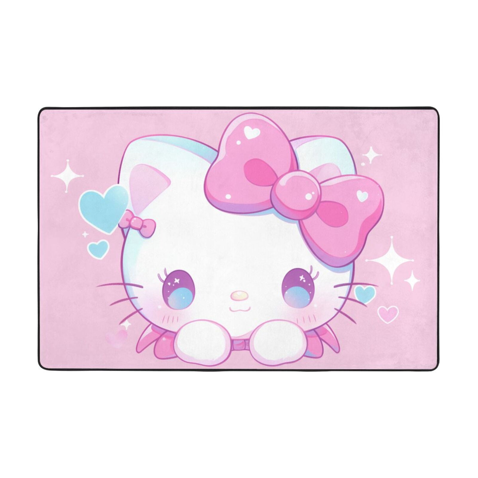 Hello Kitty Area Rugs, Large Carpet, Washable Rug Mat, Flannel Non-Slip ...