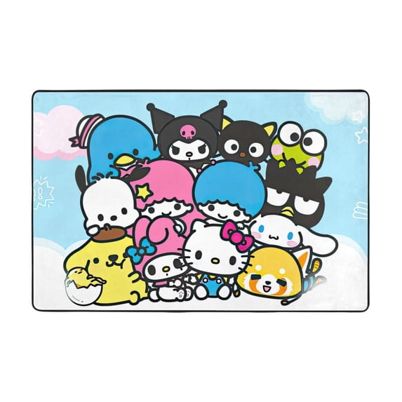 Hello Kitty Area Rugs, Large Carpet, Washable Rug Mat, Flannel Non-Slip Rugs For Bedroom Living Dining Dorm Room Entryway, Home Decor 72"X48"