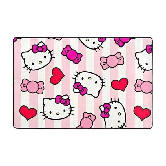 Hello Kitty Area Rugs, Large Carpet, Washable Rug Mat, Flannel Non-Slip Rugs For Bedroom Living Dining Dorm Room Entryway, Home Decor 72"X48"