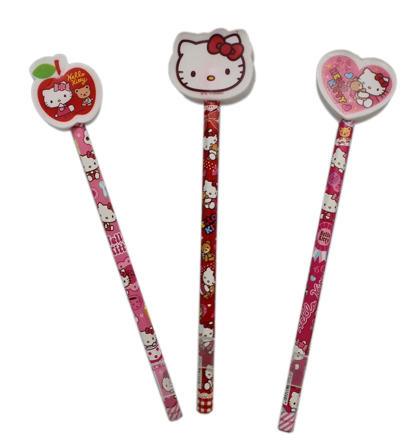 Hello Kitty Assorted Pencil Set w/Large Eraser Tops (3pc) 