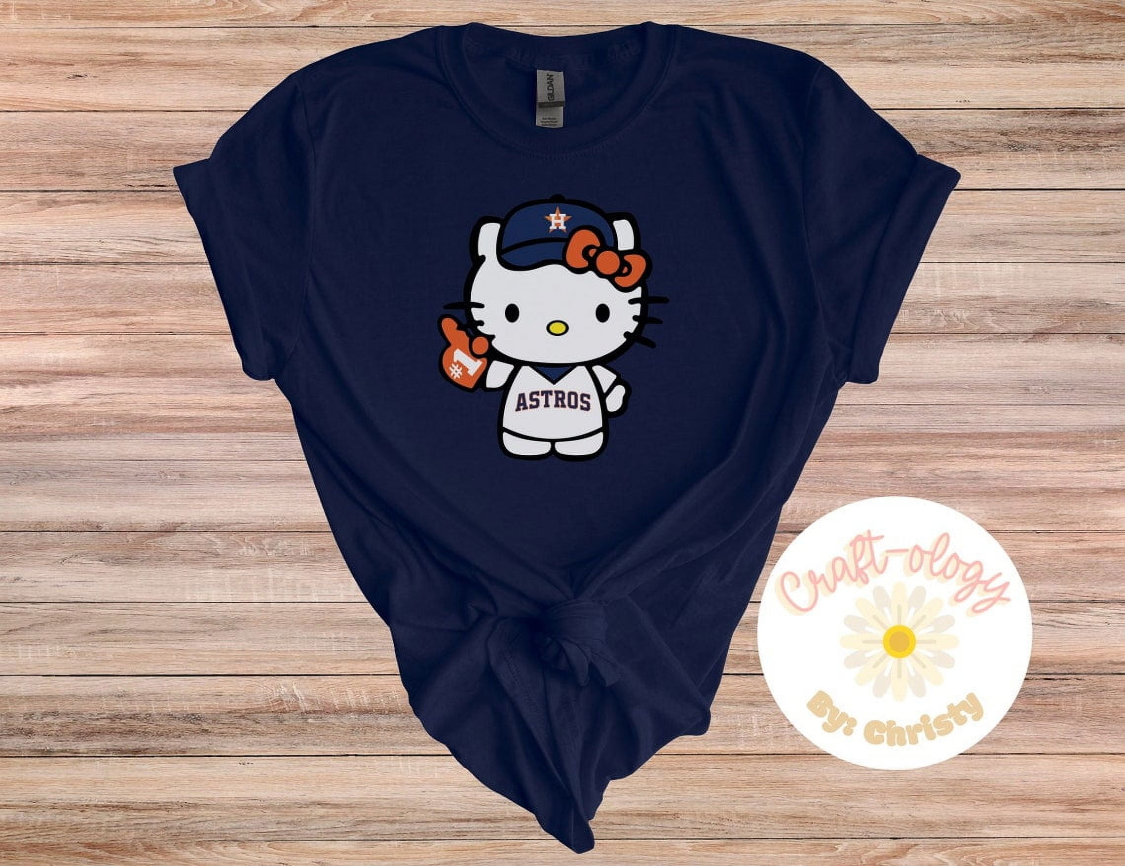 Hello Kitty Astros T-shirt, Baseball Mom, Houston Shirt,Navy color,size 5XL