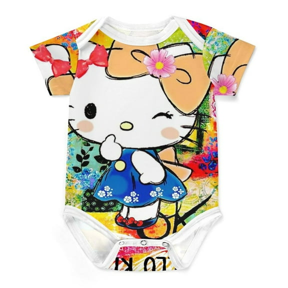 Hello Kitty Baby Bodysuit Boy Girl Clothes Soft Newborn Infant Outfit Short Sleeve Romper