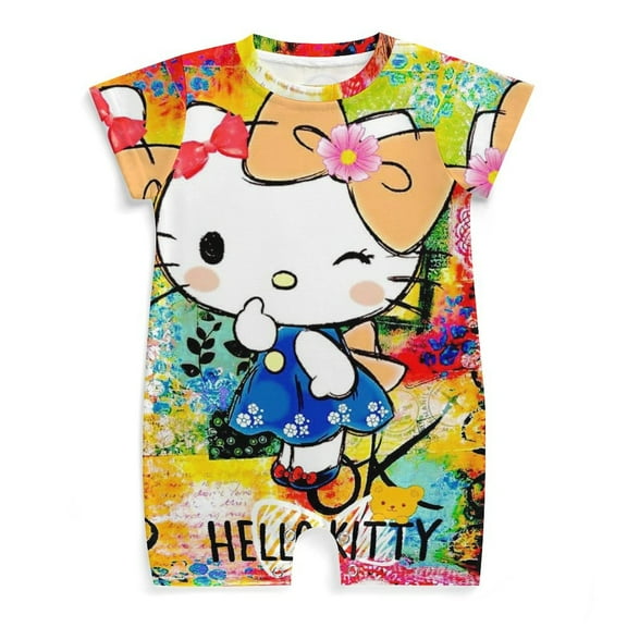 Hello Kitty Baby Boy Girl Romper Short Sleeve Cotton Bodysuit Outfits Jumpsuit Summer One Piece Clothes