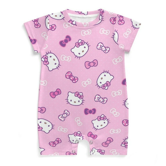 Hello Kitty Baby Boy Girl Romper Short Sleeve Cotton Bodysuit Outfits Jumpsuit Summer One Piece Clothes