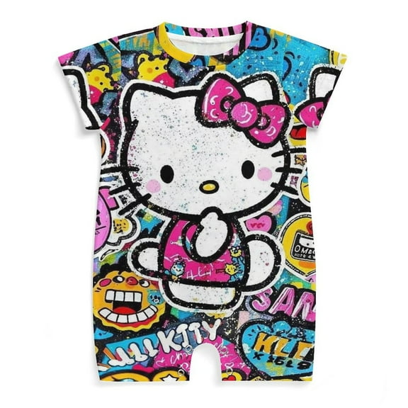 Hello Kitty Baby Boy Girl Romper Short Sleeve Cotton Bodysuit Outfits Jumpsuit Summer One Piece Clothes