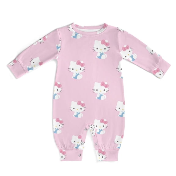 Hello Kitty Baby Footless Rompers, Long Sleeve Baby Onesie Jumpsuit for Boys Girls