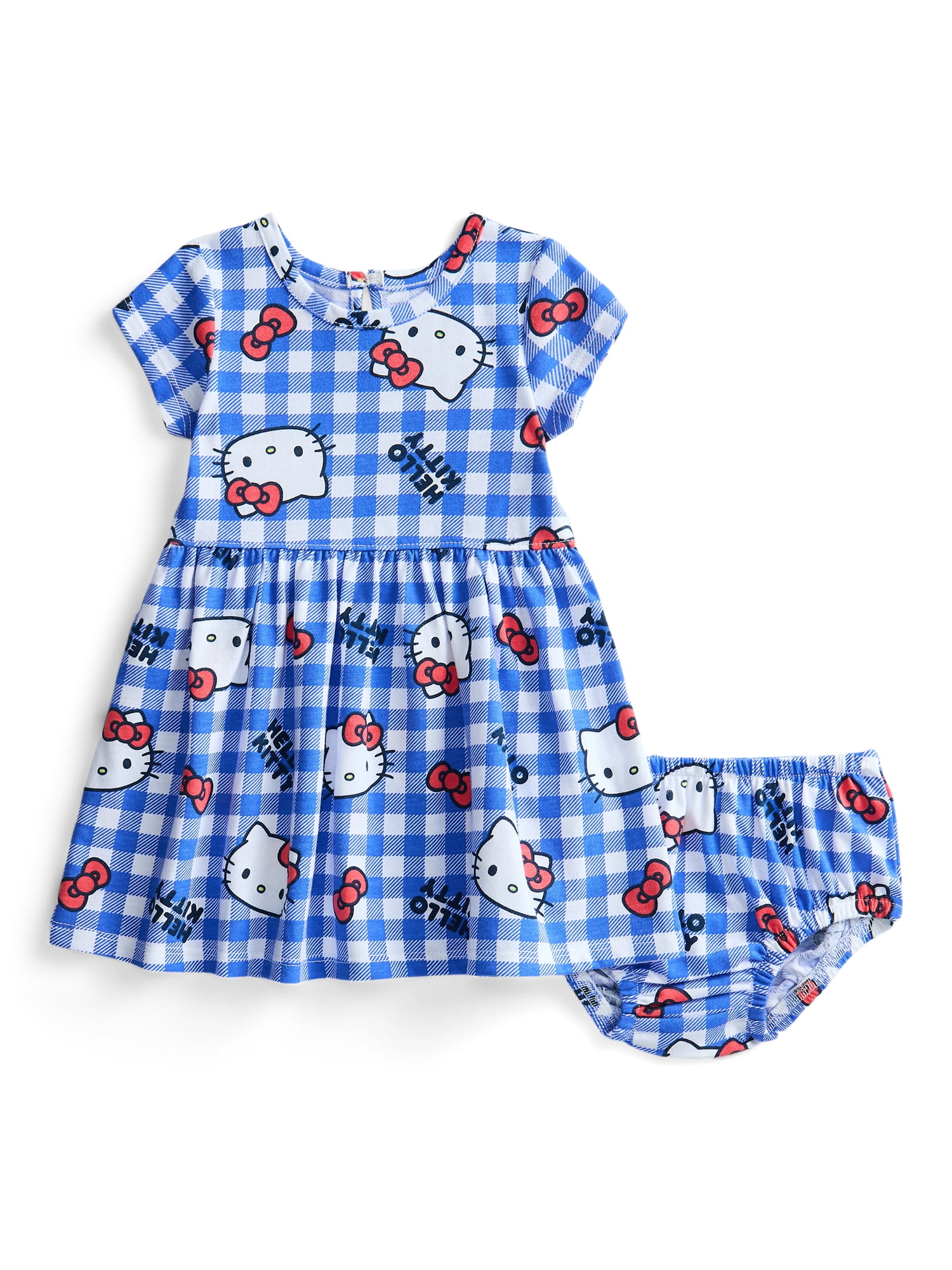 Hello Kitty Baby Girl Print Dress and Matching Diaper Cover Set, 2 ...