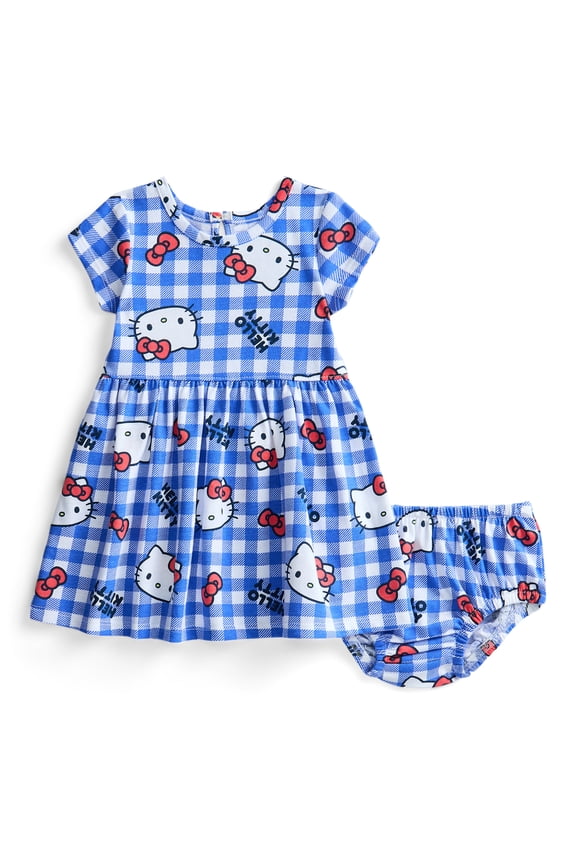 Hello Kitty Baby Girl Print Dress and Matching Diaper Cover Set, 2-Piece, Sizes 0/3M-6/9M