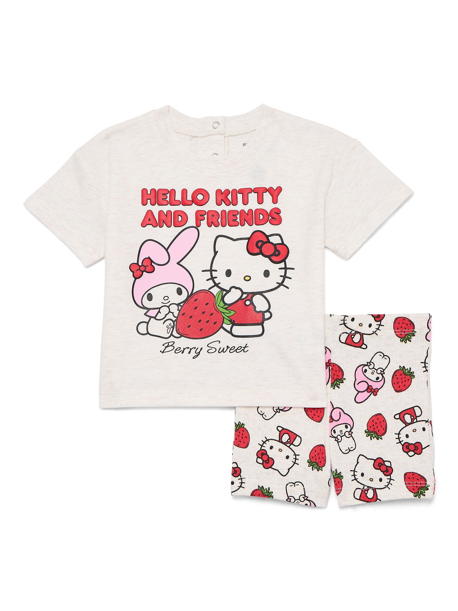 その他 Hello Kitty T-shirt & Pants Set Hello Kitty Baby Girls Graphic Tee and Bike Shorts Set, 2-Piece