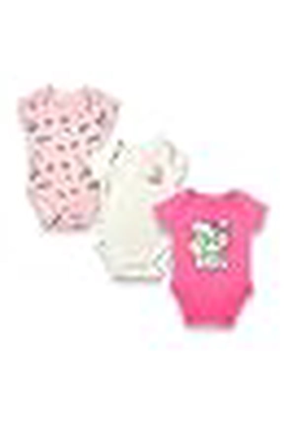 Baby Girls' 3-Pack Short Sleeve Bodysuits, Pink, Newborn