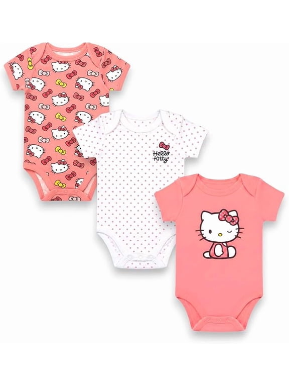 Baby Girls' 3-Pack Short Sleeve Bodysuits, Rose, Newborn