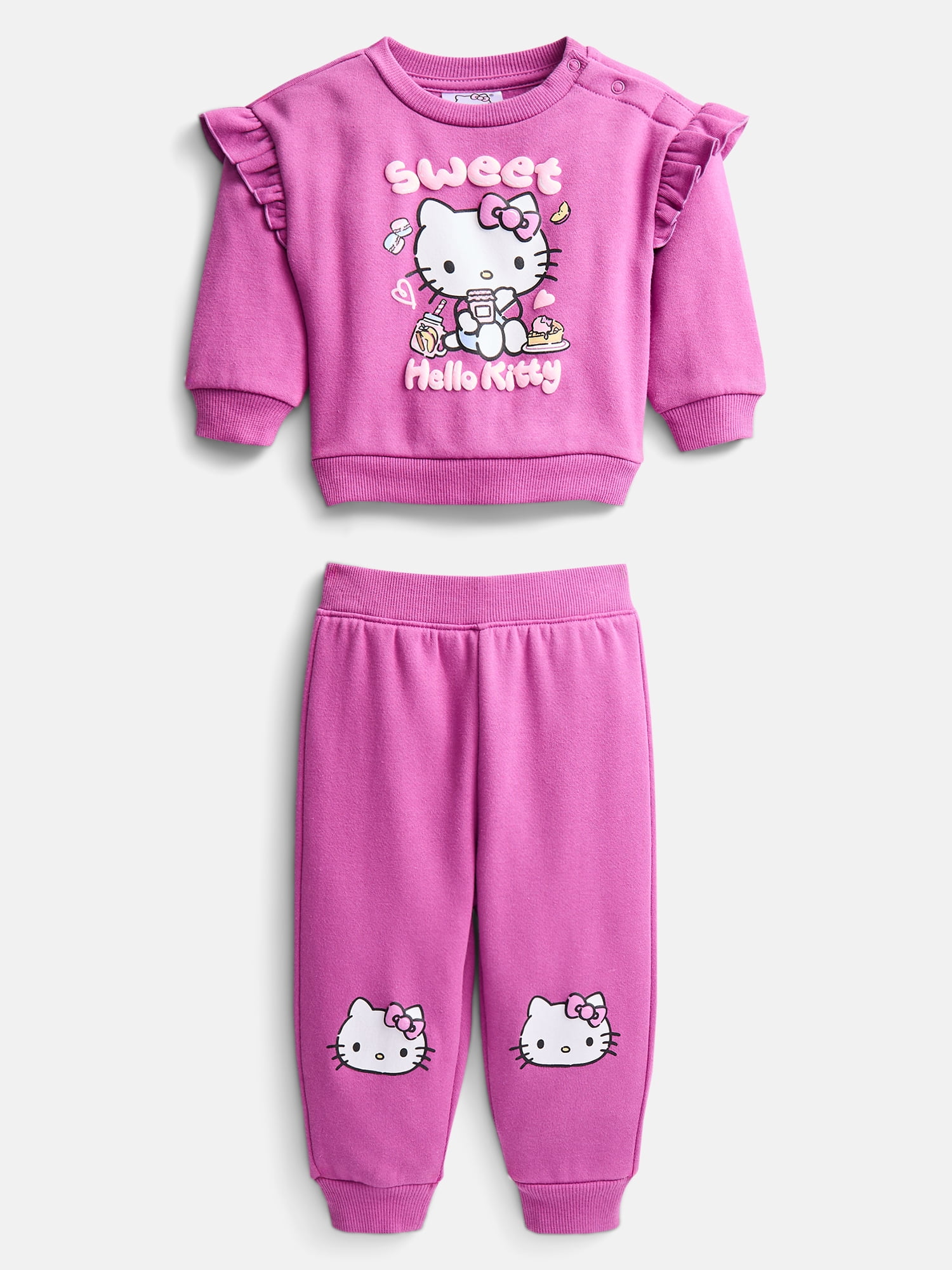 Hello Kitty Baby Girls Fleece Sweatshirt and Pants Set, 2 Piece, Sizes 0/3M-24M