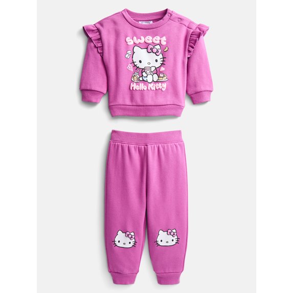 Hello Kitty Baby Girls Fleece Sweatshirt and Pants Set, 2 Piece, Sizes 0/3M-24M
