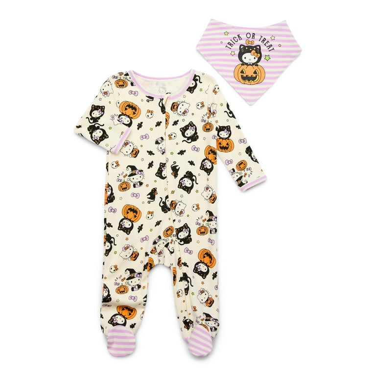 Baby Character Halloween Footed Sleep N Play Bib Set 2 Piece Sizes Newborn 6 9 Months Walmart