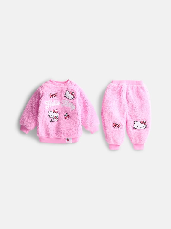 Baby Girls' Plush Fleece Sweatshirt and Joggers Set, 2-Piece, Sizes 0/3M-24M