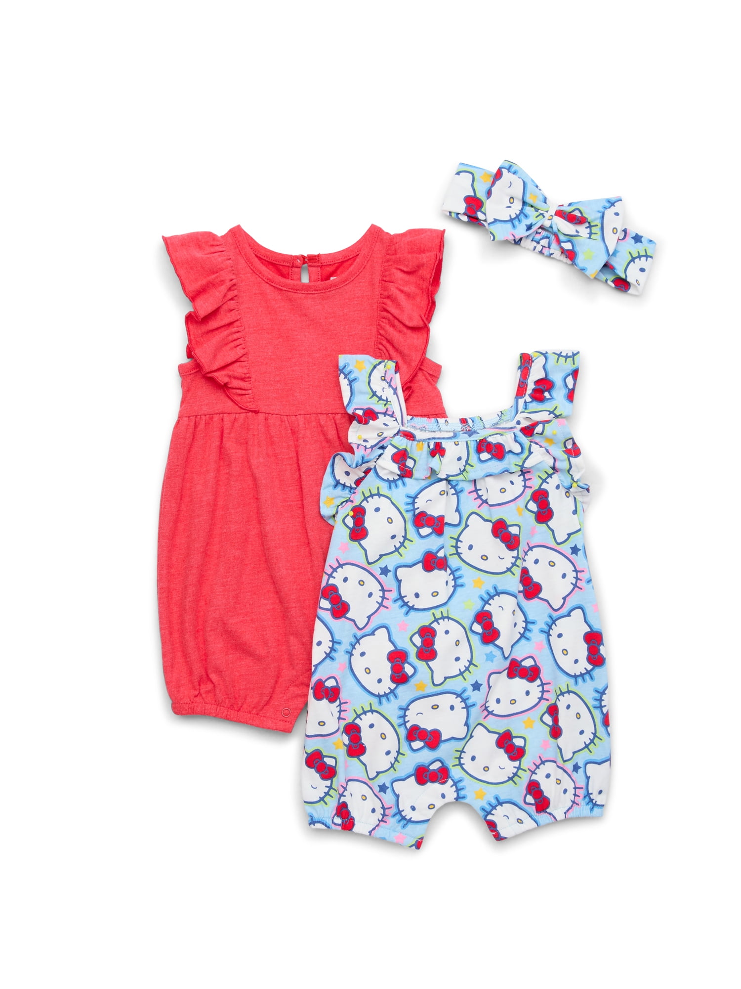 Hello Kitty Baby Girls Romper Set, 2-Pack, Sizes 0-24 Months