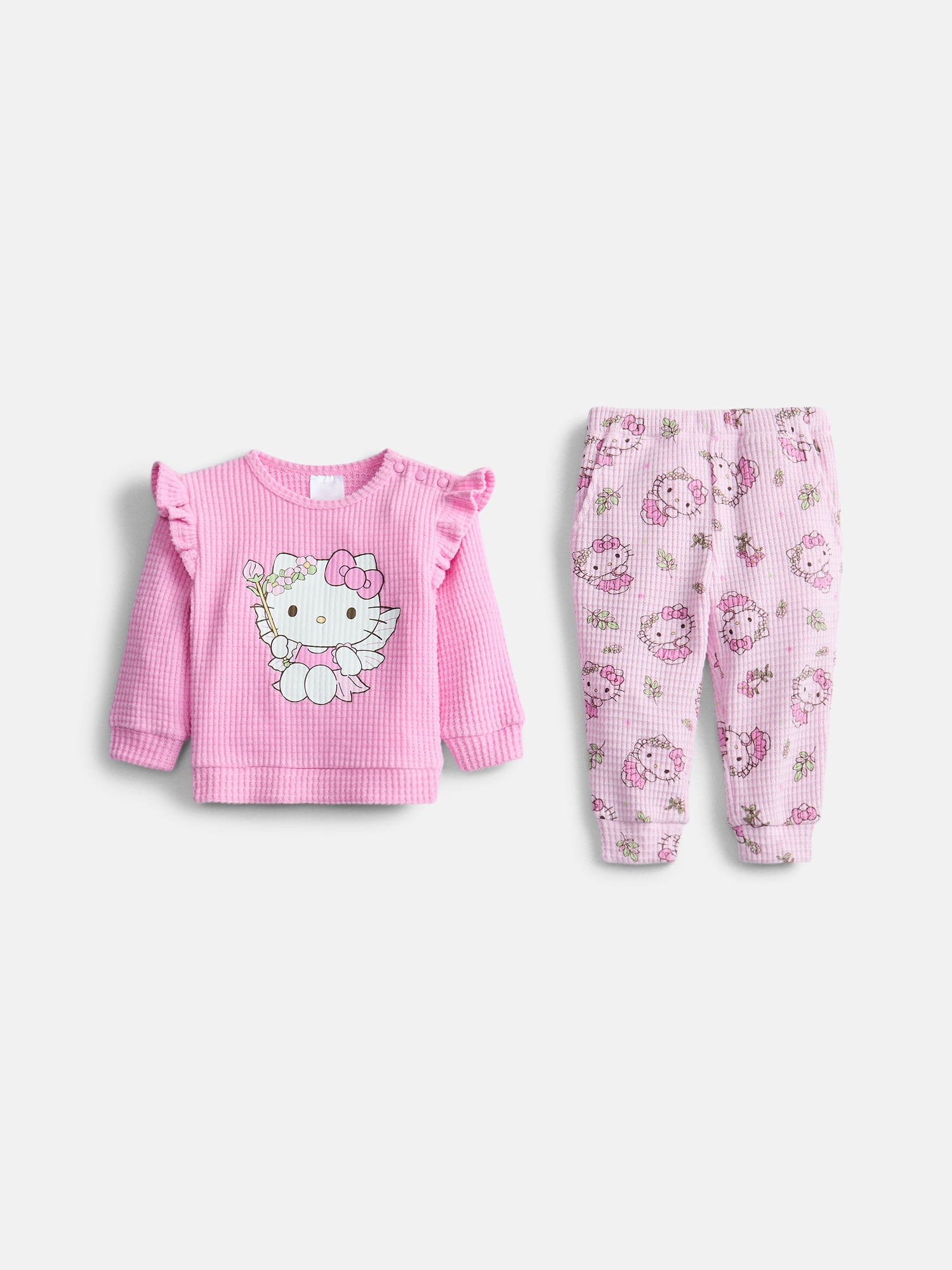 Hello Kitty Baby Girls Waffle Knit Top and Pants Set, 2-Piece, Sizes 0M-24M