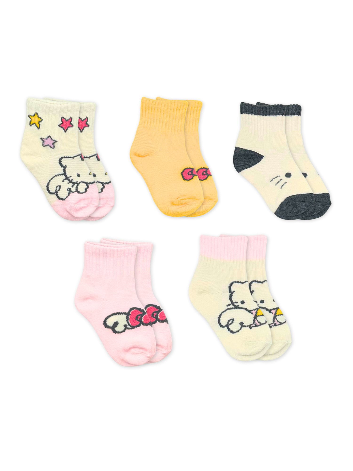Character Toddler Girl Mid-Crew Socks, 5-Pack, Sizes 12M-4T