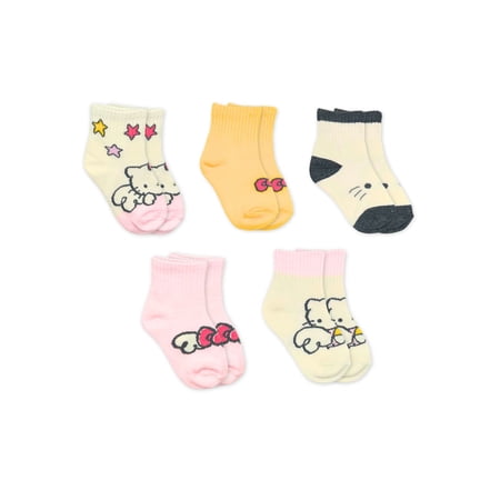Character Toddler Girl Mid-Crew Socks, 5-Pack, Sizes 12M-4T