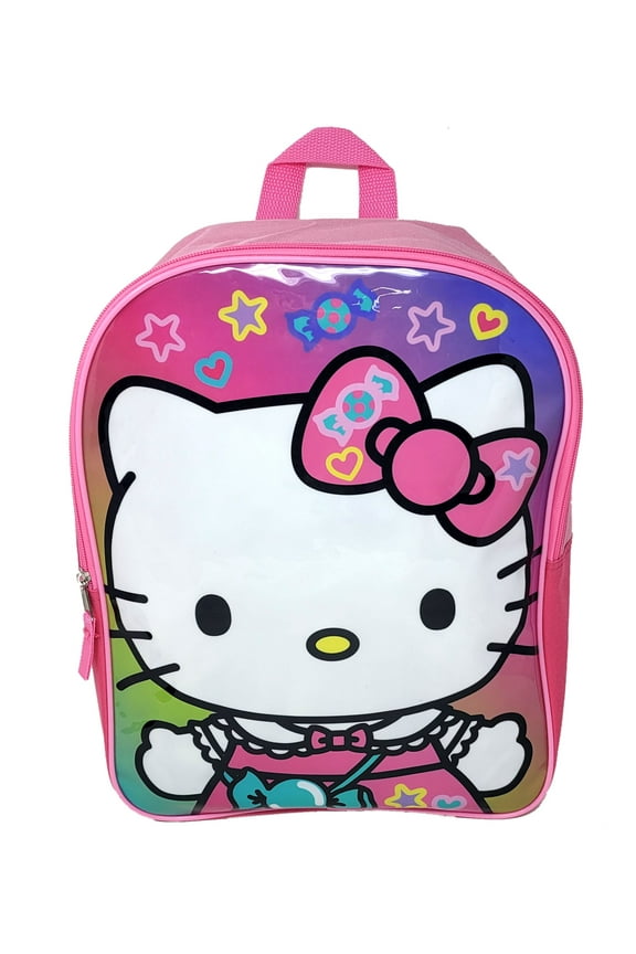 Backpack 15" Sanrio Candies Bows Cat Pink Flat Front